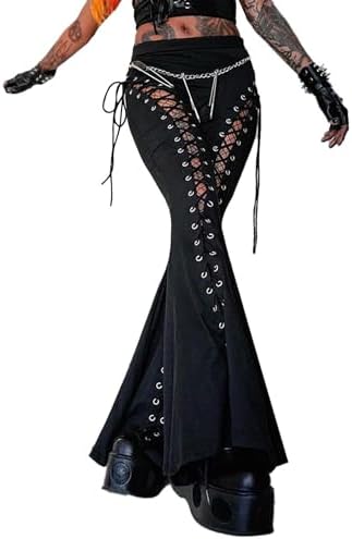 xxxiticat Women's Lace Up Pants High Waist Bandage Criss Cross